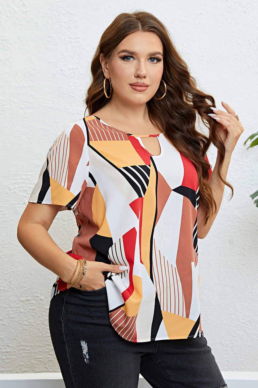 Cutout Short Sleeve Blouse
